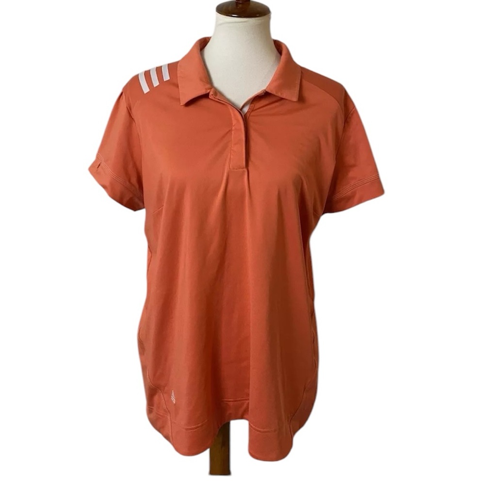 Adidas Women's 3-Stripe Clima Cool Sport Golf Polo Shirt Size L Orange